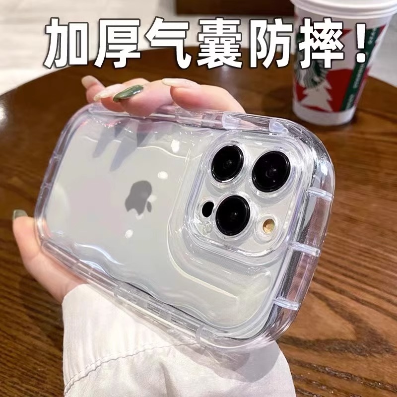 简约小胖妹适用苹果17pormax手机壳iphone14pro透明xsmax气囊防摔plus男新款女11硅胶软壳12全包13加厚保护壳