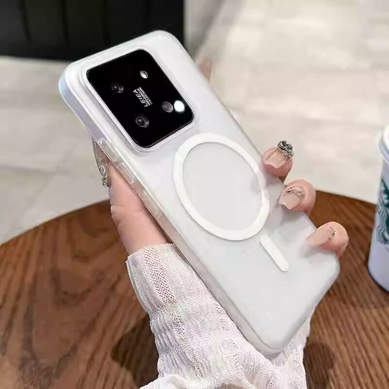 适用小米15手机壳新款磁吸小米14pro磨砂半透明瓦楞纹硬壳MIUI13全包防摔保护套15Pro超薄内置磁吸男女高级感