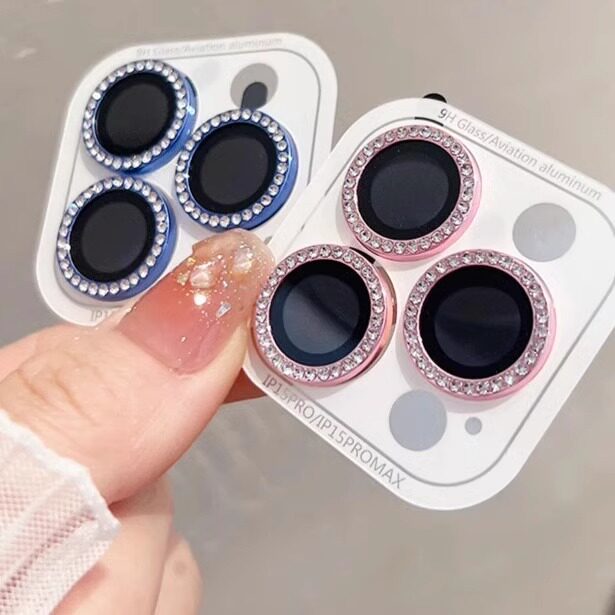 适用苹果17promax后置摄像闪钻镜头膜iPhone16镶钻镜头圈15promax后摄像头14/13Pro高清保护膜12/11镜头独立
