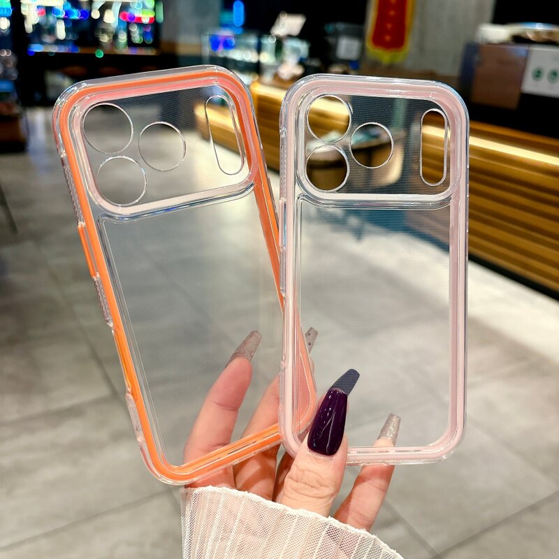 多巴胺二合一防滑边适用苹果17promax手机壳新款全包防摔iphone16少女风15plus透明14保护套TPU软壳13/12/11