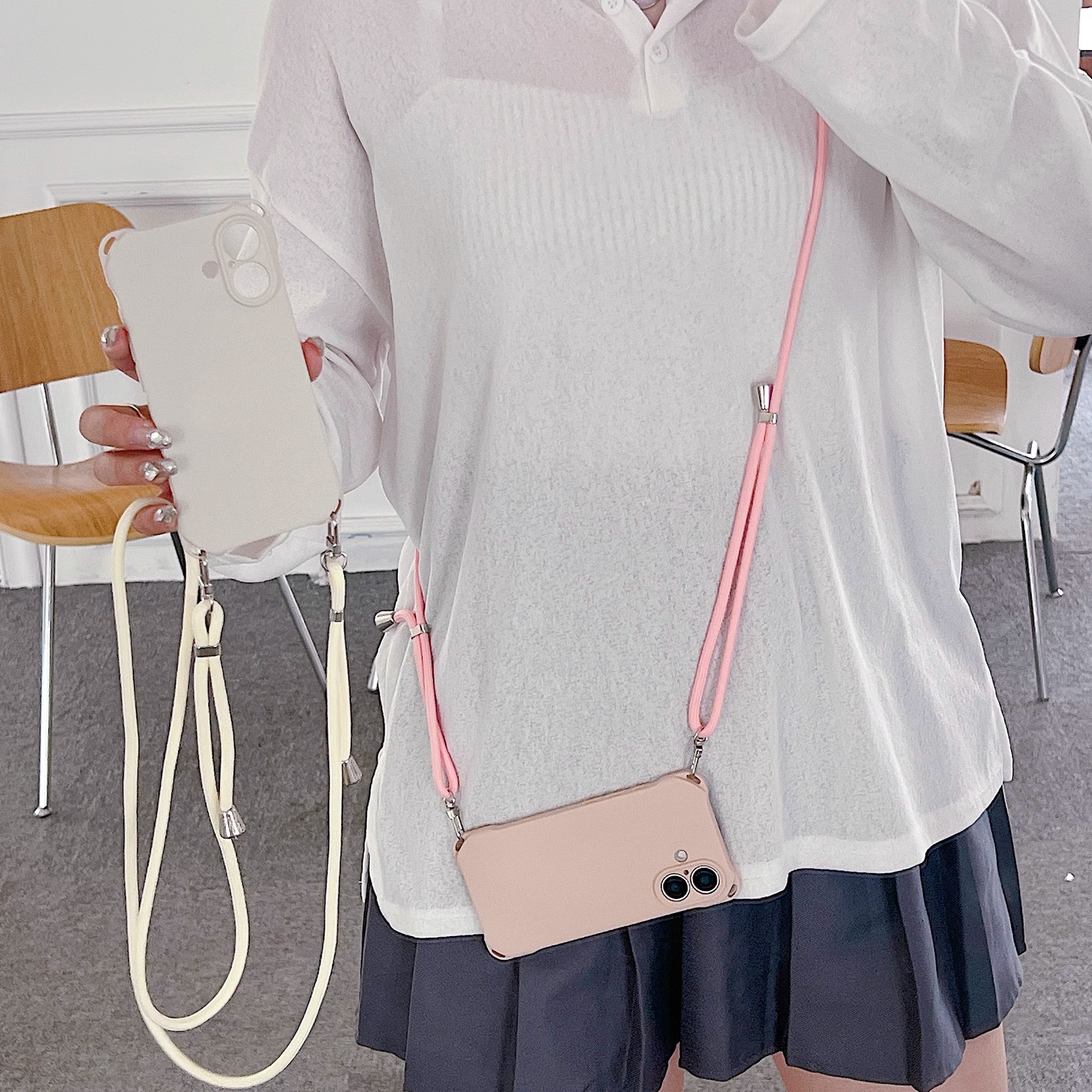 适用于苹果16斜挎背带可调节挂绳16PM手机壳新款iPhone15Pro简约14Plus高级13男女12全包11防摔软壳7/8保护套