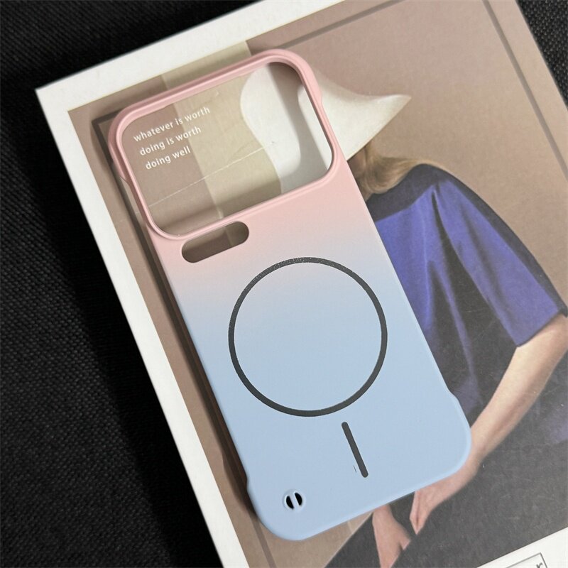 渐变磨砂无边框适用小米17promax手机壳超薄半包PC硬壳Xiaomi15pro简约高级感散热14细圈磁吸13pro情侣保护套