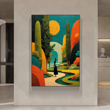 法式奶油艺术风客厅创意装饰画小众民宿落地油画北欧系纯手绘肌理