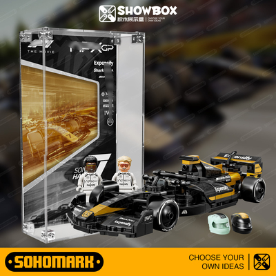 新款超级赛车透明一体式展示适配狂飙飞车积木F1赛车套装77252