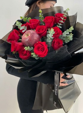 圣诞节平安夜苹果礼盒花束鲜花速递同城配送保山市隆阳区腾冲县