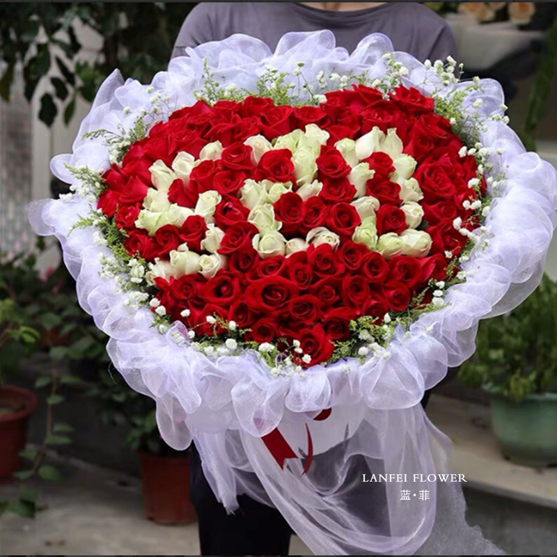 浙江省金华兰溪市东阳市永康市鲜花店同城配送女友生日红玫瑰花束