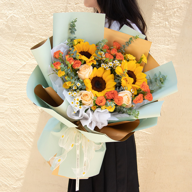 重庆市南川区江津区合川永川区鲜花店同城配送生日玫瑰向日葵花束