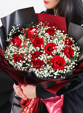 11朵玫瑰花束七夕鲜花速递江西省鹰潭市月湖区贵溪市同城花店配送