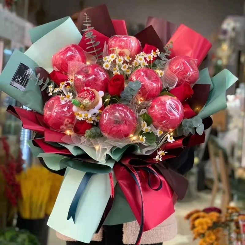 圣诞节平安夜苹果礼盒花束鲜花速递同城配送辽阳市白塔文圣区灯塔