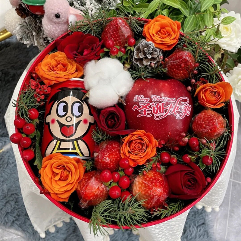圣诞节平安夜苹果礼盒花束鲜花速递同城配送重庆黔江区长寿江津区