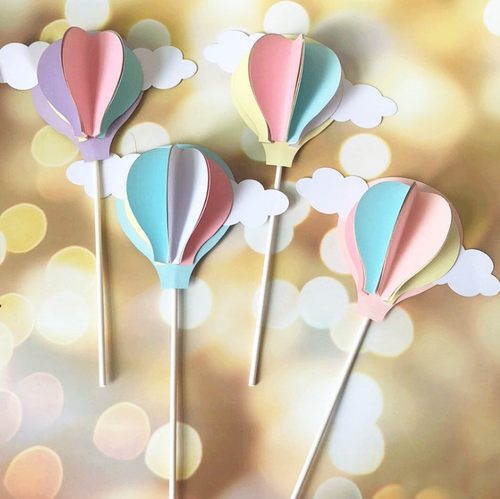 创意浪漫立体热气球插排蛋糕装饰