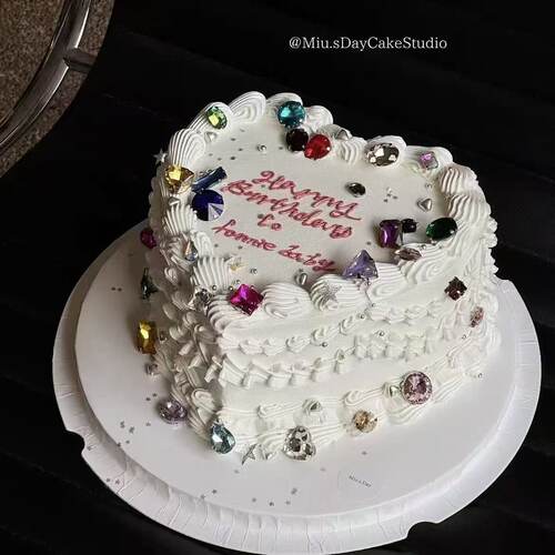 彩色钻石蛋糕装饰女神生日蛋糕配件烘焙插件女士甜品台装扮