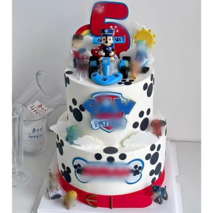 网红卡通狗狗队长生日蛋糕装 饰摆件儿童生日狗狗队巡逻烘焙玩具