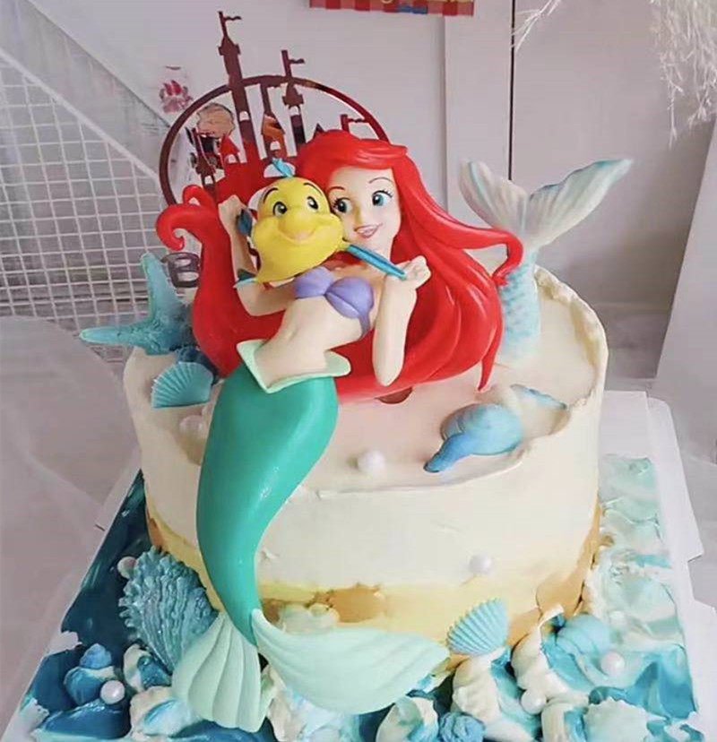 烘焙蛋糕装饰浪漫海洋美人鱼爱丽儿玩偶摆件卡通生日装扮生日礼品