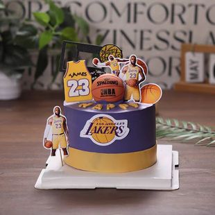 创意23号篮球明星生日蛋糕装饰摆件软胶球衣插件篮筐灌篮烘焙插牌