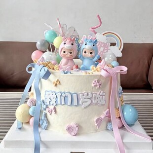 马宝宝蛋糕装 扮一周岁蛋糕插牌 饰摆件小马满月百日宴生日甜品台装