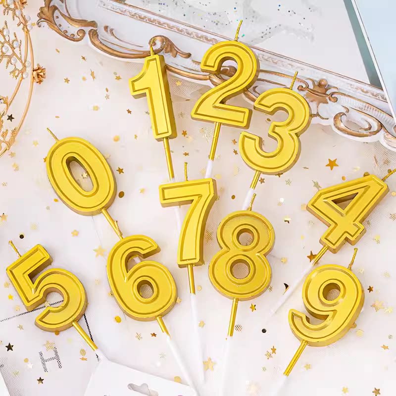 金色数字蜡烛满月周岁生日蜡烛蛋糕装饰插件摆件浪漫气氛布置道具