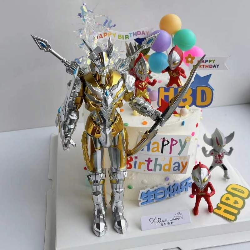 机甲奥特超人儿童玩具蛋摆件赛罗男孩生日蛋糕迪迦银河捷德泽塔