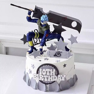 火影忍者旗木卡卡西老师斩首大刀男孩生日蛋糕装饰手办公仔摆件
