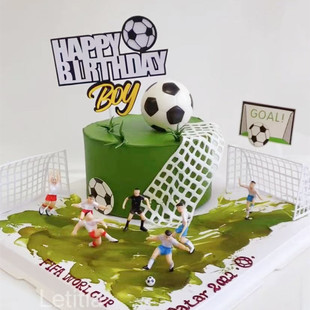 世界杯足球蛋糕装饰摆件插牌男孩足球队生日蛋糕烘焙派对装扮插件