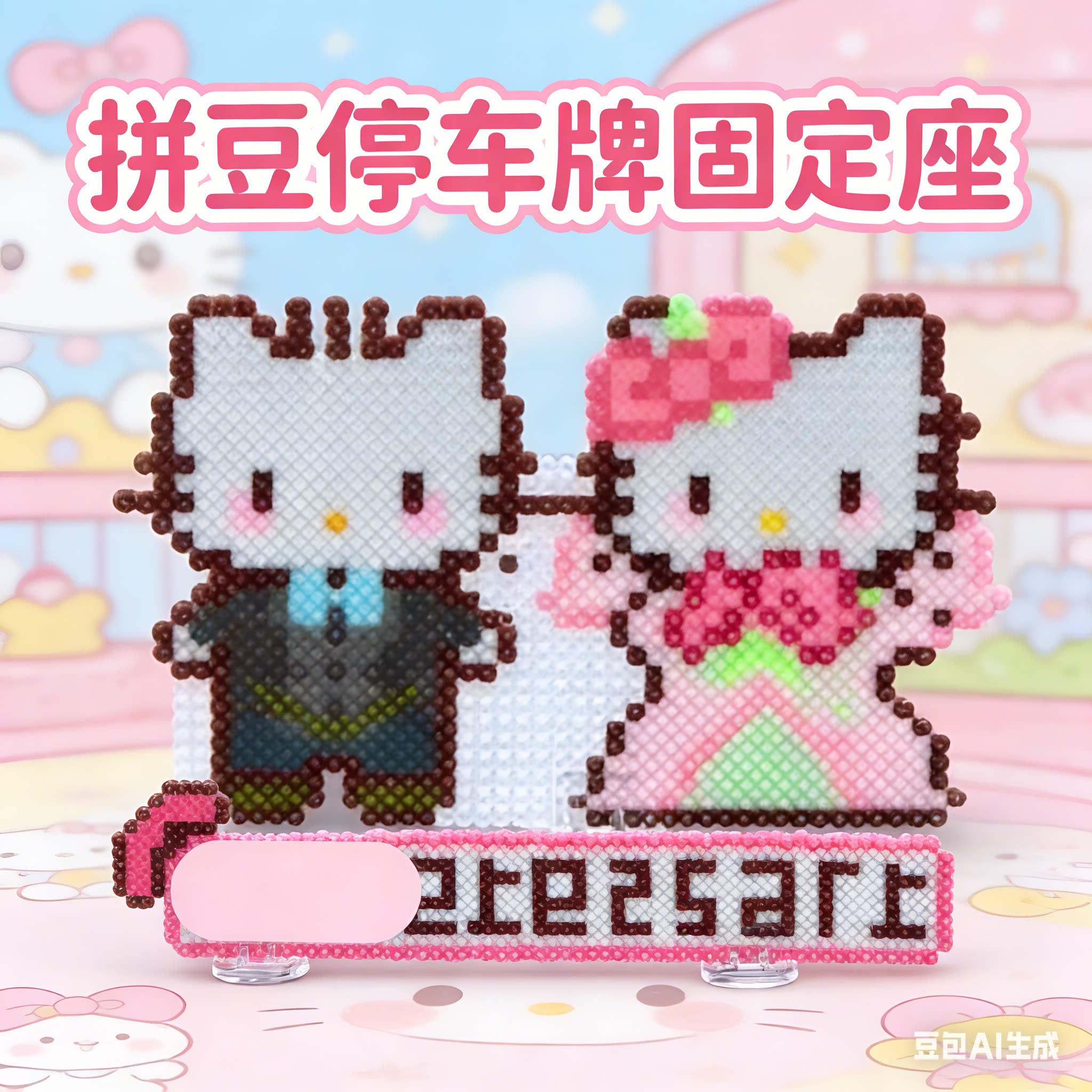 拼豆停车牌固定支架拼豆立体作品展示底座桌面亚克力牌支架小粘夹