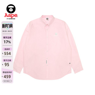 8512XAO 衬衫 Aape旗舰店男装 25春夏猿人徽章字母刺绣简约休闲长袖