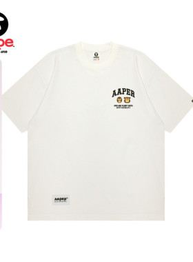 Aape旗舰店男装25春夏猿人军团徽章字母刺绣潮流短袖T恤1611XXO