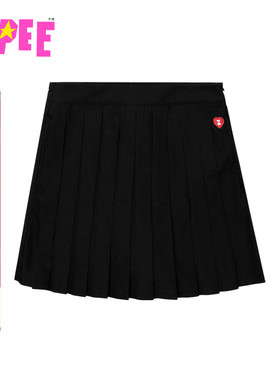 APEE女装秋冬心型刺绣徽章百褶半身裙F389A5P