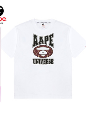 Aape旗舰店男装秋冬老花猿人印花休闲潮流短袖T恤1731XXP