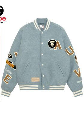 Aape旗舰店男装秋冬校园猿人徽章潮流棒球服夹克外套7742XAP