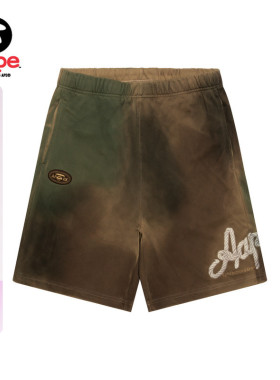 Aape旗舰店男装春夏猿人刺绣特染做旧复古潮流休闲短裤B686XAO