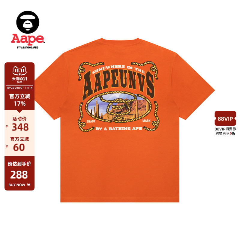 Aape男装西部牛仔风短袖T恤