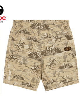 Aape旗舰店男装春夏猿人刺绣西部牛仔图案潮流休闲短裤C609XXO