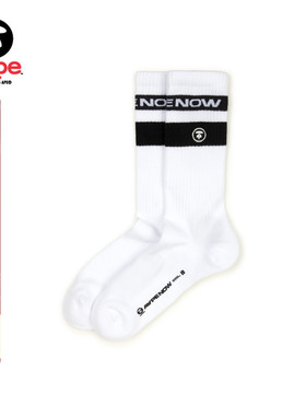 Aape旗舰店配饰字母提花撞色条纹中筒袜5135XXP