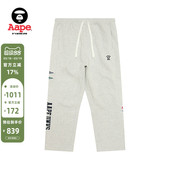 A657XAN 卫裤 Aape旗舰男装 秋冬猿人徽章字母刺绣侧开扣薄绒长裤