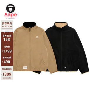 Aape旗舰店男装 秋冬小标徽章休闲潮流双面穿绒面夹克外套7732XXP