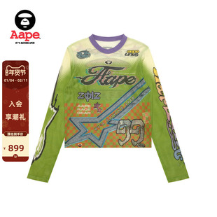 Aape旗舰店女装春夏千禧风撞色字母图案印花猿人长袖T恤1920XAQ