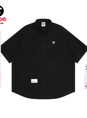 Aape旗舰店男装春夏猿人小标徽章简约休闲纯色短袖衬衫8561XXQ