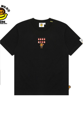 BABY MILO STORE女装卡通小猴花火大会图案印花短袖T恤0454XXQ