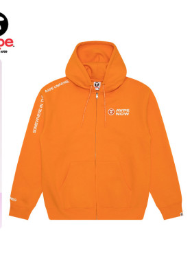 Aape旗舰男装秋冬猿人徽章字母印花厚绒连帽卫衣外套B327XXN