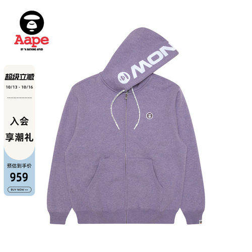 Aape牙刷绣徽章质感简约加绒卫衣