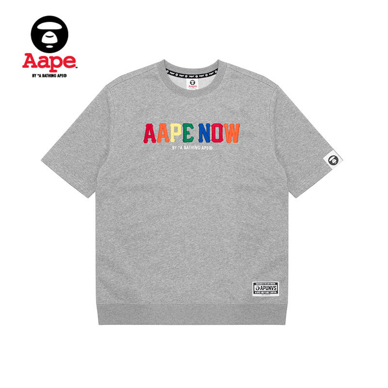 Aape男装春夏简约彩色字母刺绣个性短袖圆领卫衣3550XXC