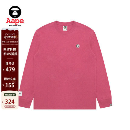 Aape旗舰店男装秋冬猿人徽章简约潮流休闲长袖T恤1715XAP