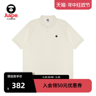 1422XXM Aape男装 春夏扑克猿颜徽章字母印花宽松休闲翻领POLO衫