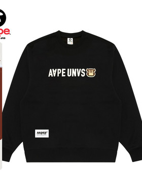 Aape旗舰男装秋冬猿人军团毛巾徽章潮流休闲厚绒圆领卫衣B379XXN