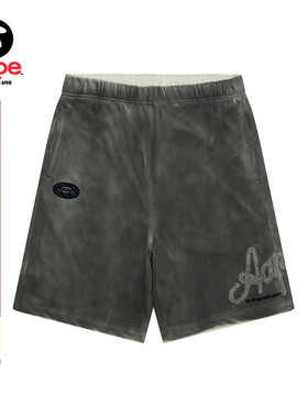 Aape旗舰店男装春夏猿人刺绣水洗做旧复古休闲短裤B686XXO