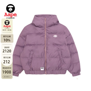秋冬猿人徽章纯色连帽羽绒服面包服外套7755XXP Aape旗舰店女装