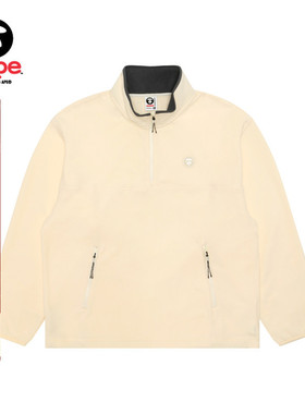 Aape旗舰店男装秋冬小标徽章摇粒绒简约潮流半拉链卫衣C363XXP