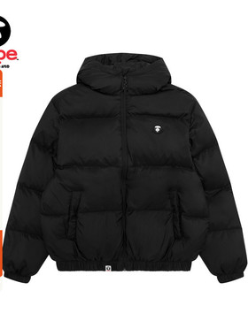 Aape旗舰店男装秋冬小标徽章简约潮流连帽面包羽绒服外套7725XXP