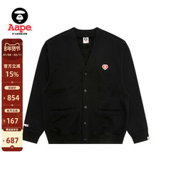 Aape旗舰店男装秋冬爱心徽章简约潮流卫衣开衫外套C353XXP